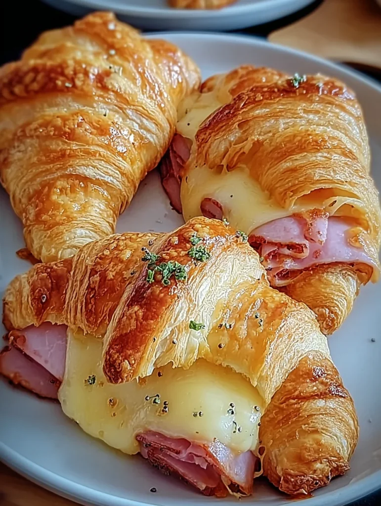 Baked Ham and Cheese Croissants