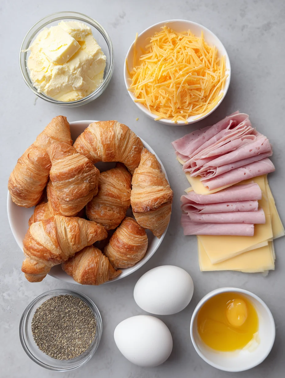 Baked Ham and Cheese Croissants