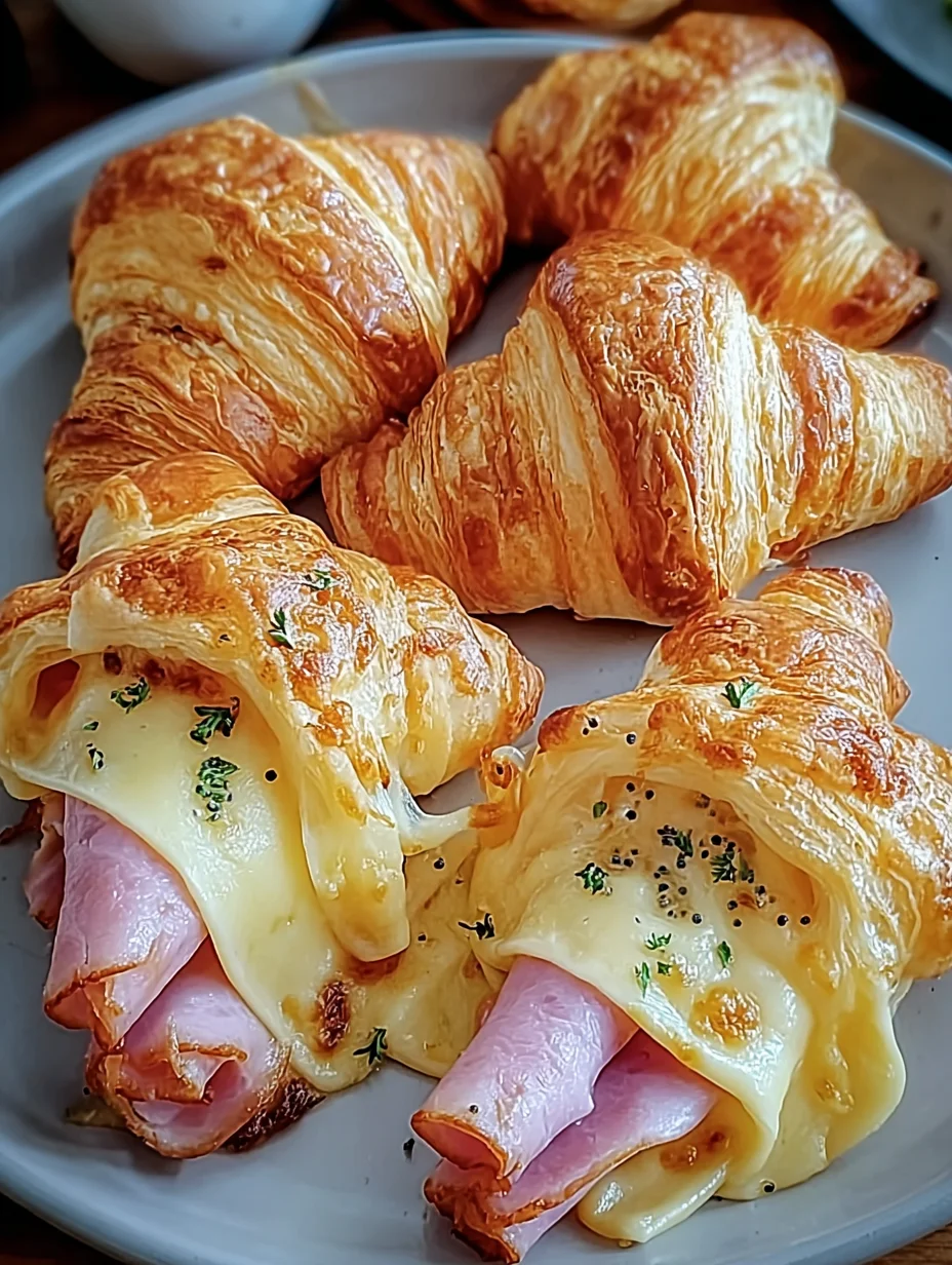 Baked Ham and Cheese Croissants