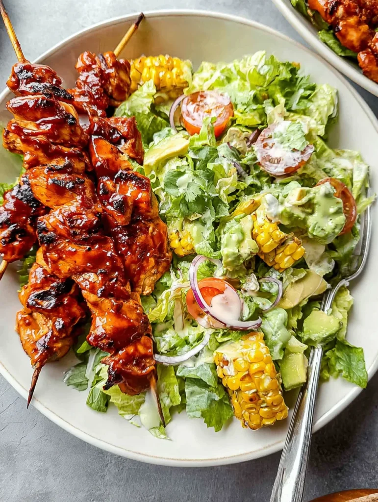 BBQ Chicken Skewer Salad