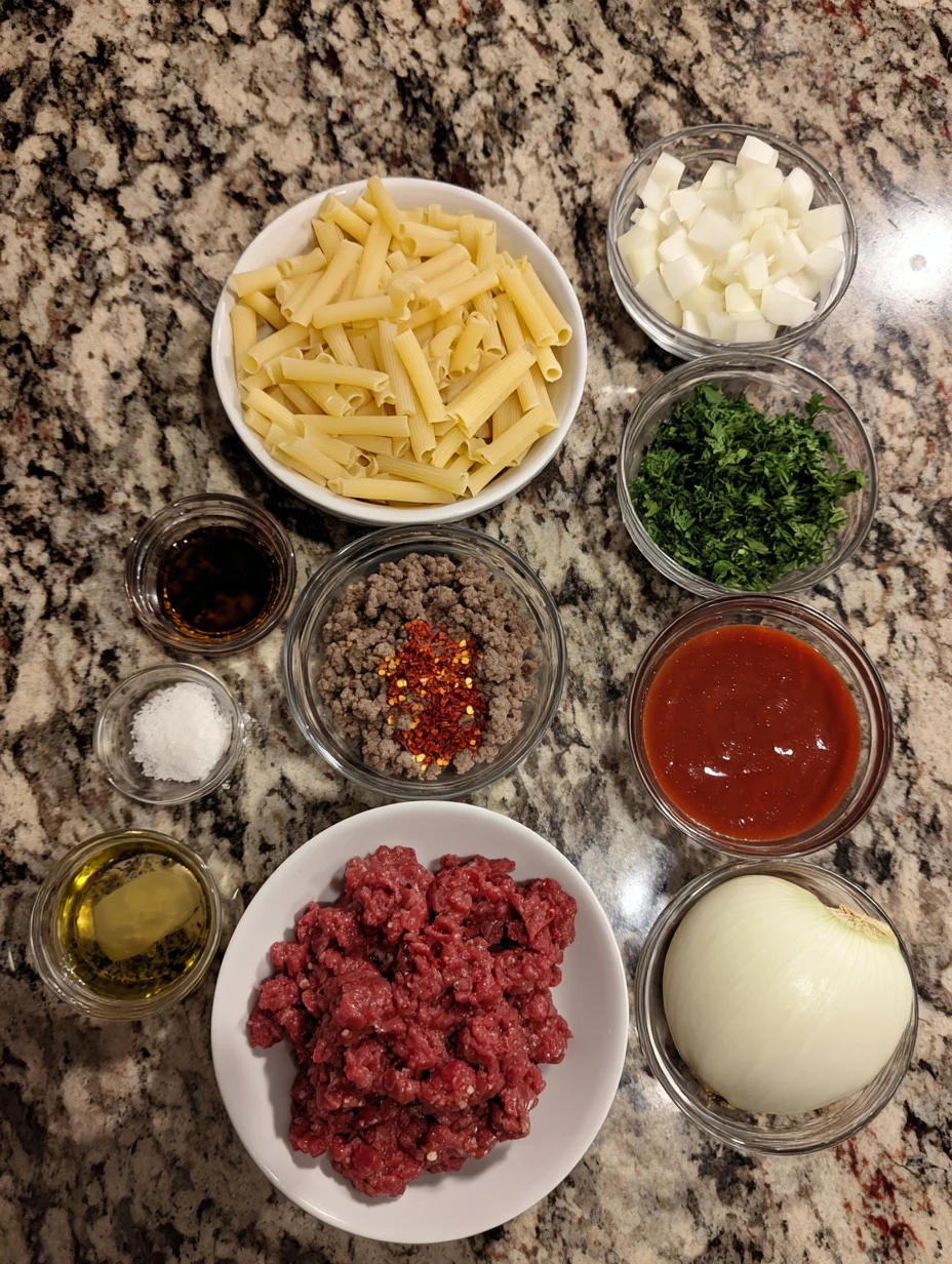 Cheesy Ground Beef Pasta Skillet