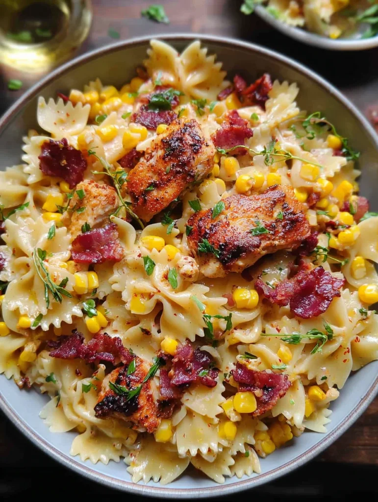 Creamy Chicken and Corn Pasta with Bacon