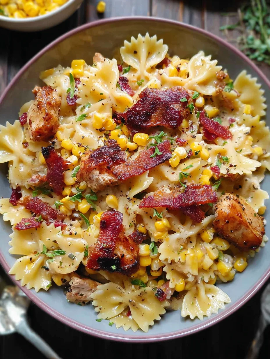 Creamy Chicken and Corn Pasta with Bacon