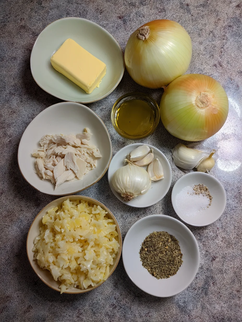 French Onion Chicken Orzo Casserole