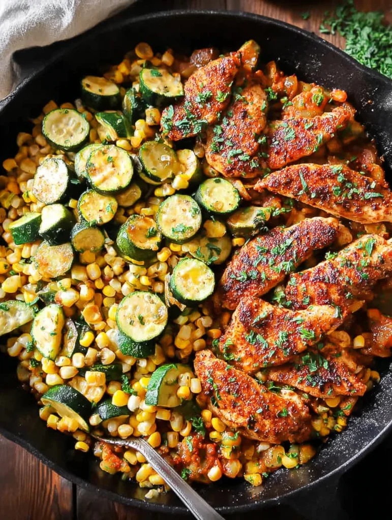 Garlic Butter Chicken with Zucchini and Corn - One-Pan, 30-Minute Meal