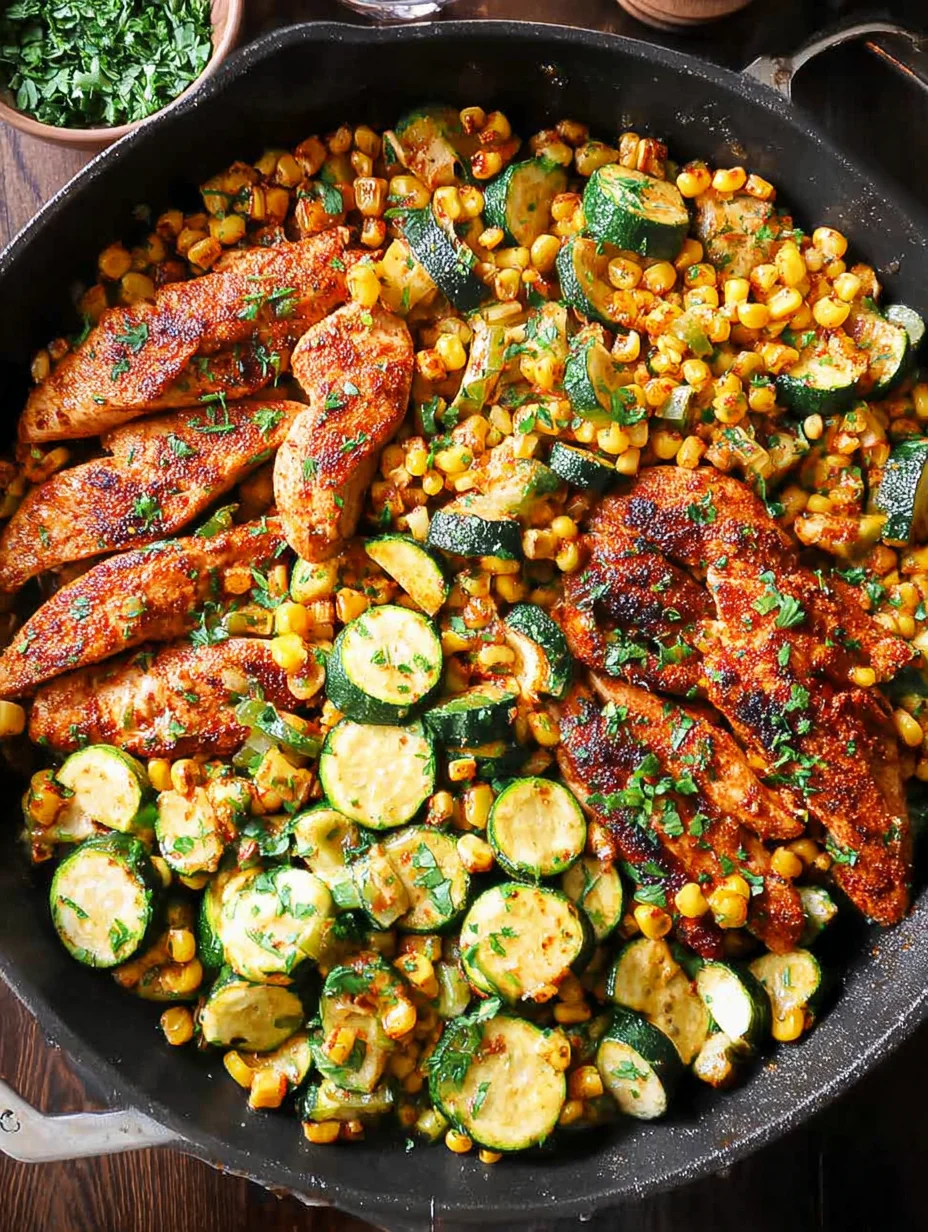 Garlic Butter Chicken with Zucchini and Corn