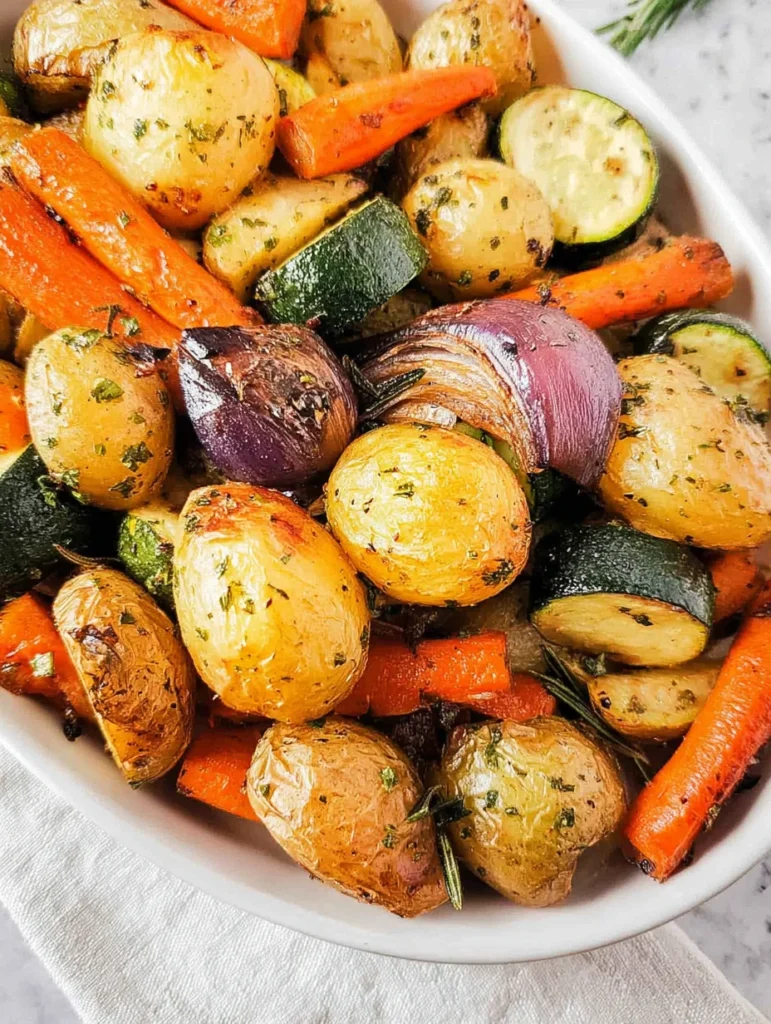 Garlic Herb Roasted Potatoes Carrots and Zucchini
