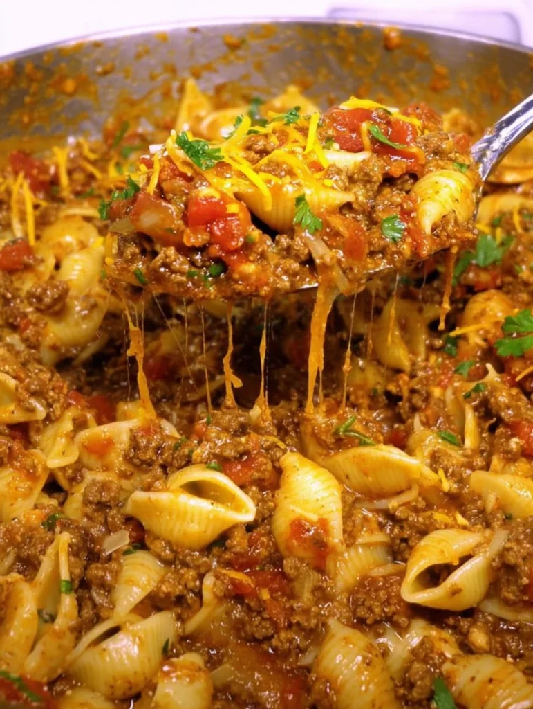 One Pot Cheesy Taco Pasta