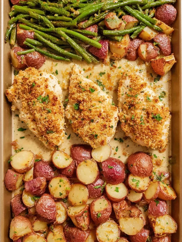Parmesan Crusted Chicken Sheet Pan Dinner
