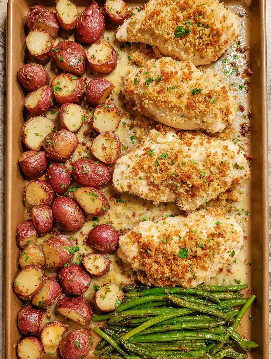 Parmesan Crusted Chicken Sheet Pan Dinner