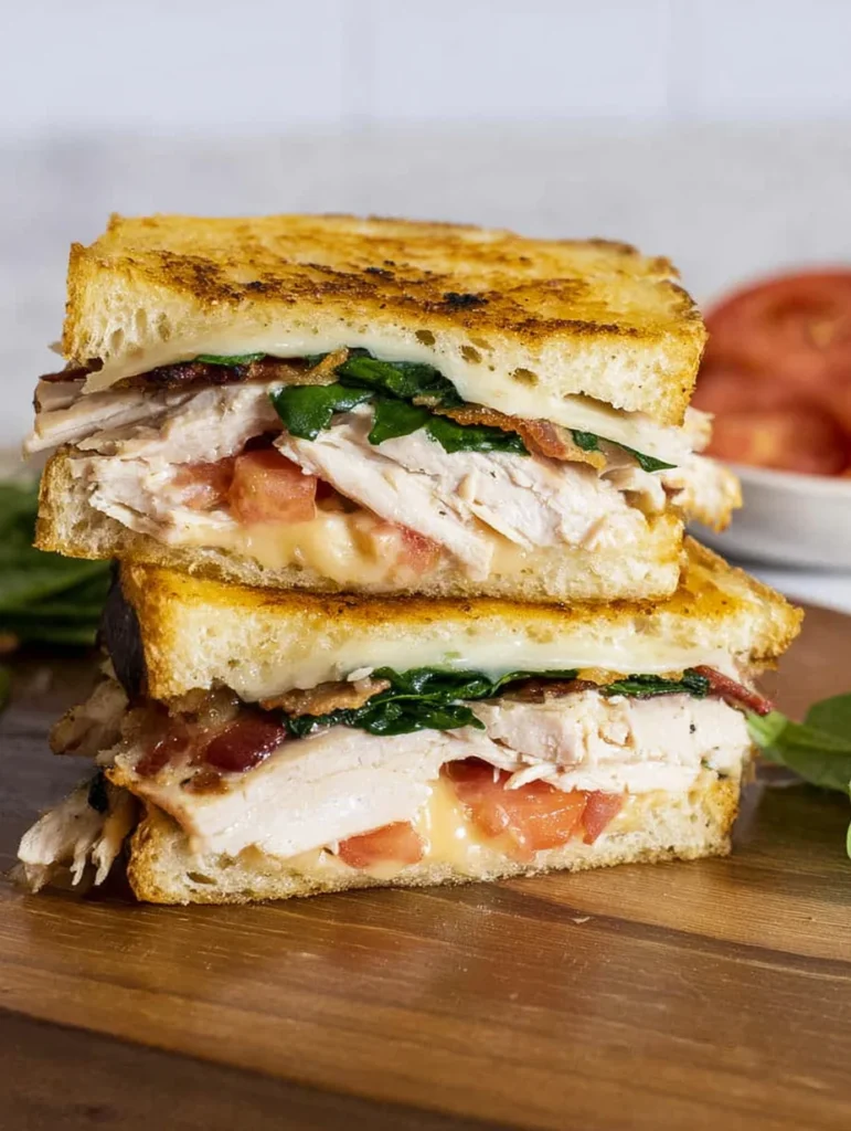 Turkey Melt with Cheddar, Spinach, and Bacon