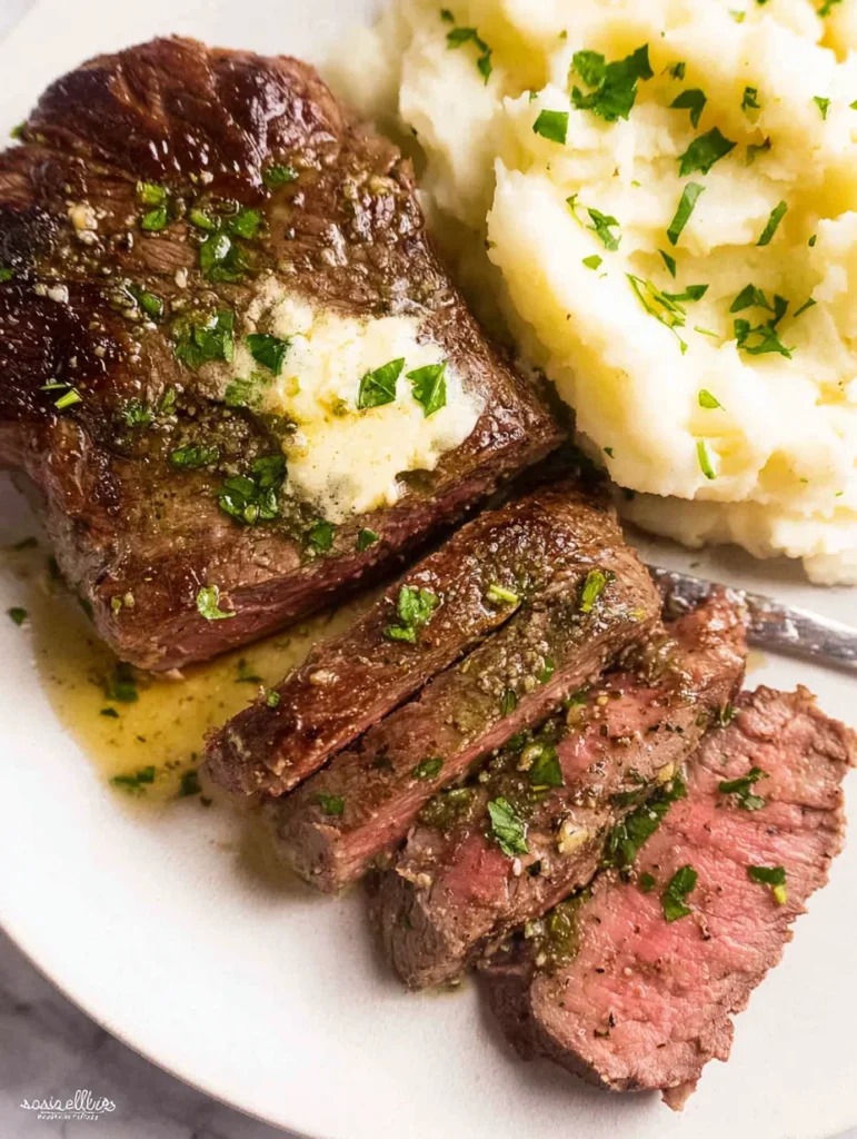 Air Fryer Steak with Garlic Butter