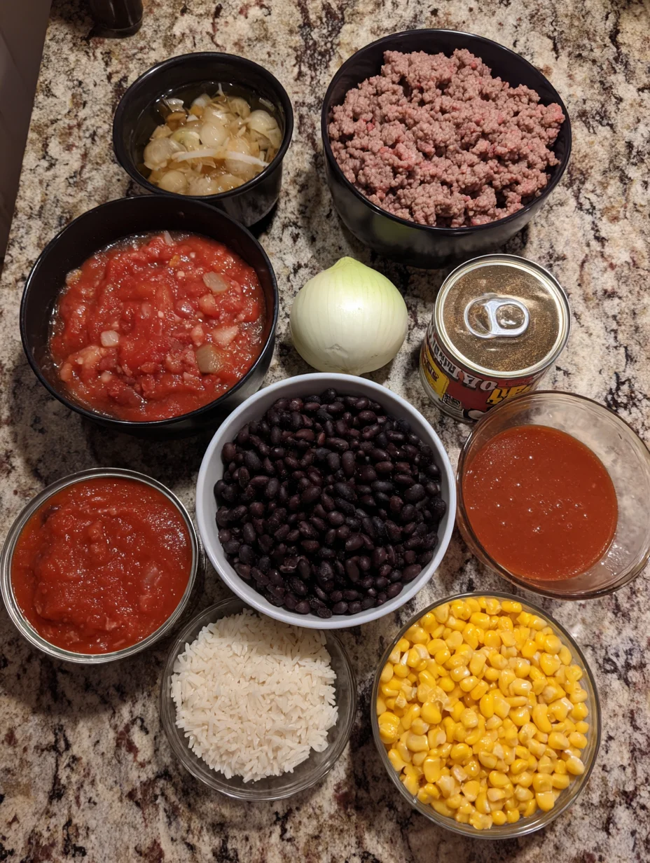 Beef Enchilada Casserole with Rice