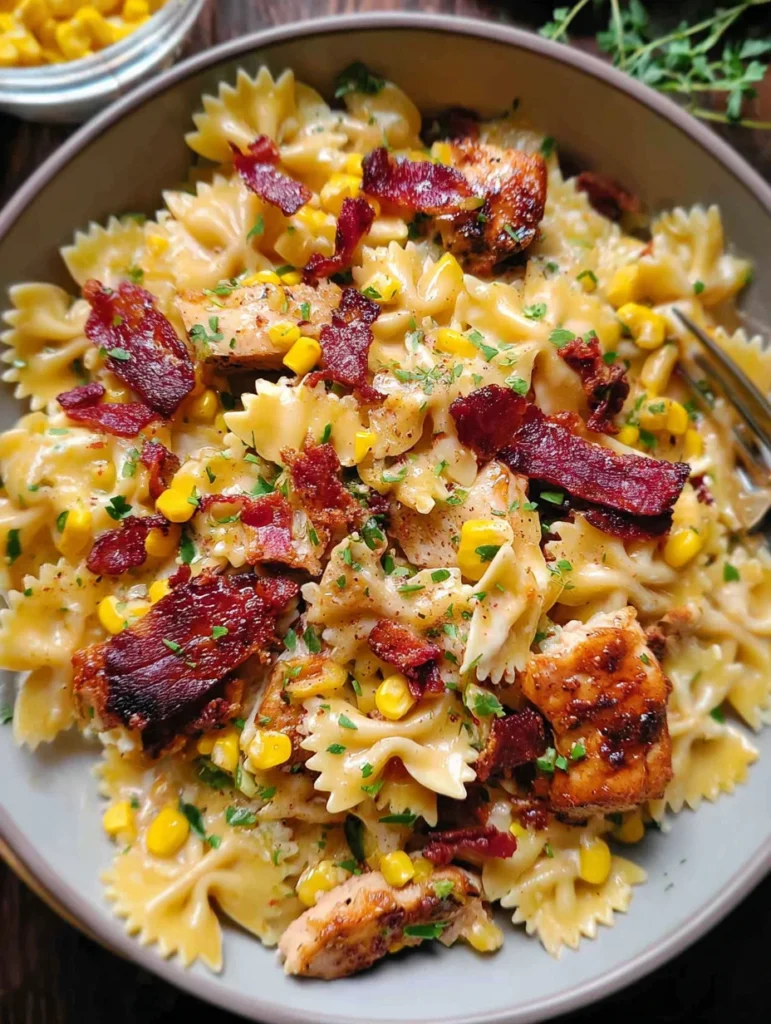 Creamy Chicken and Corn Pasta with Bacon