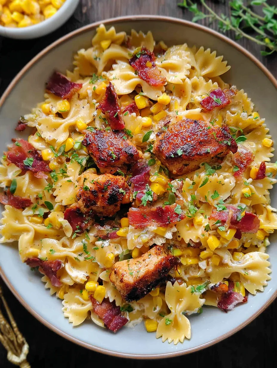 Creamy Chicken and Corn Pasta with Bacon
