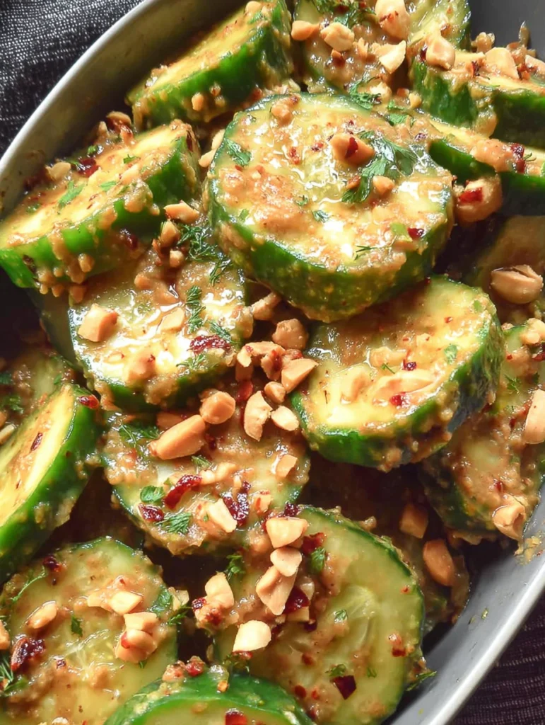 Cucumbers in Spicy Peanut Sauce