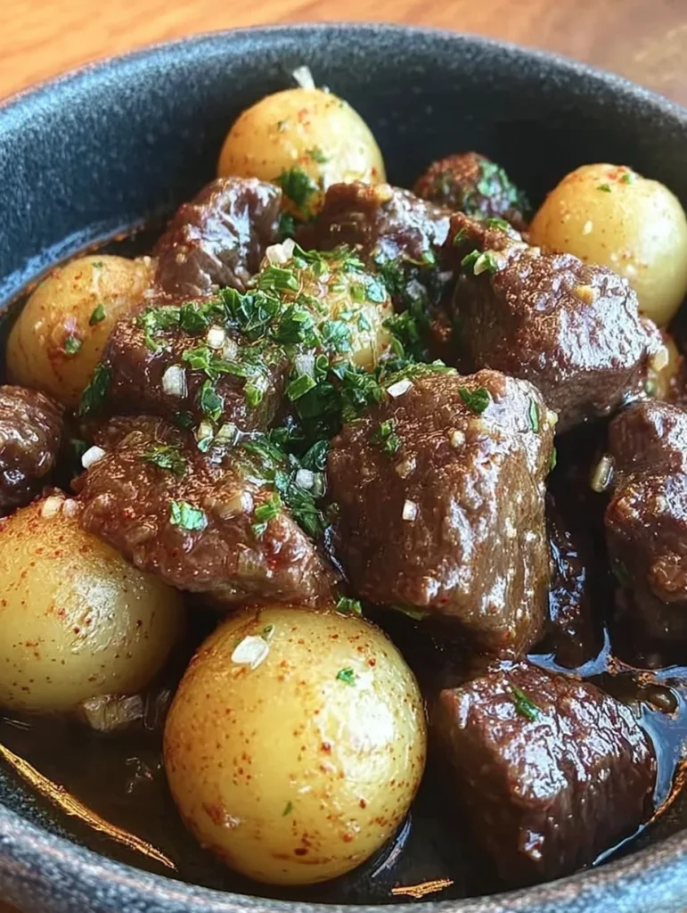 Garlic Butter Beef Bites with Potatoes