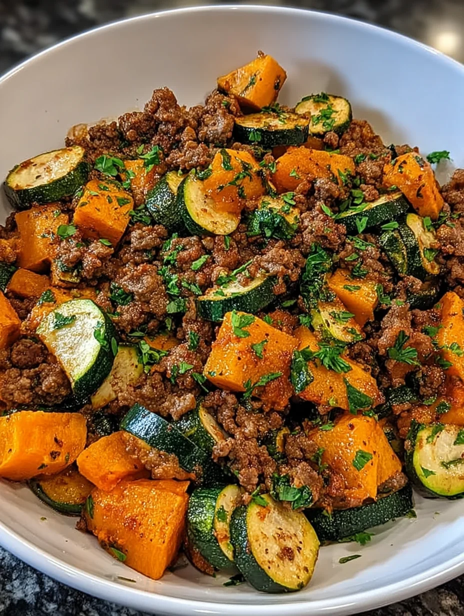 Ground Beef Zucchini Sweet Potato Skillet