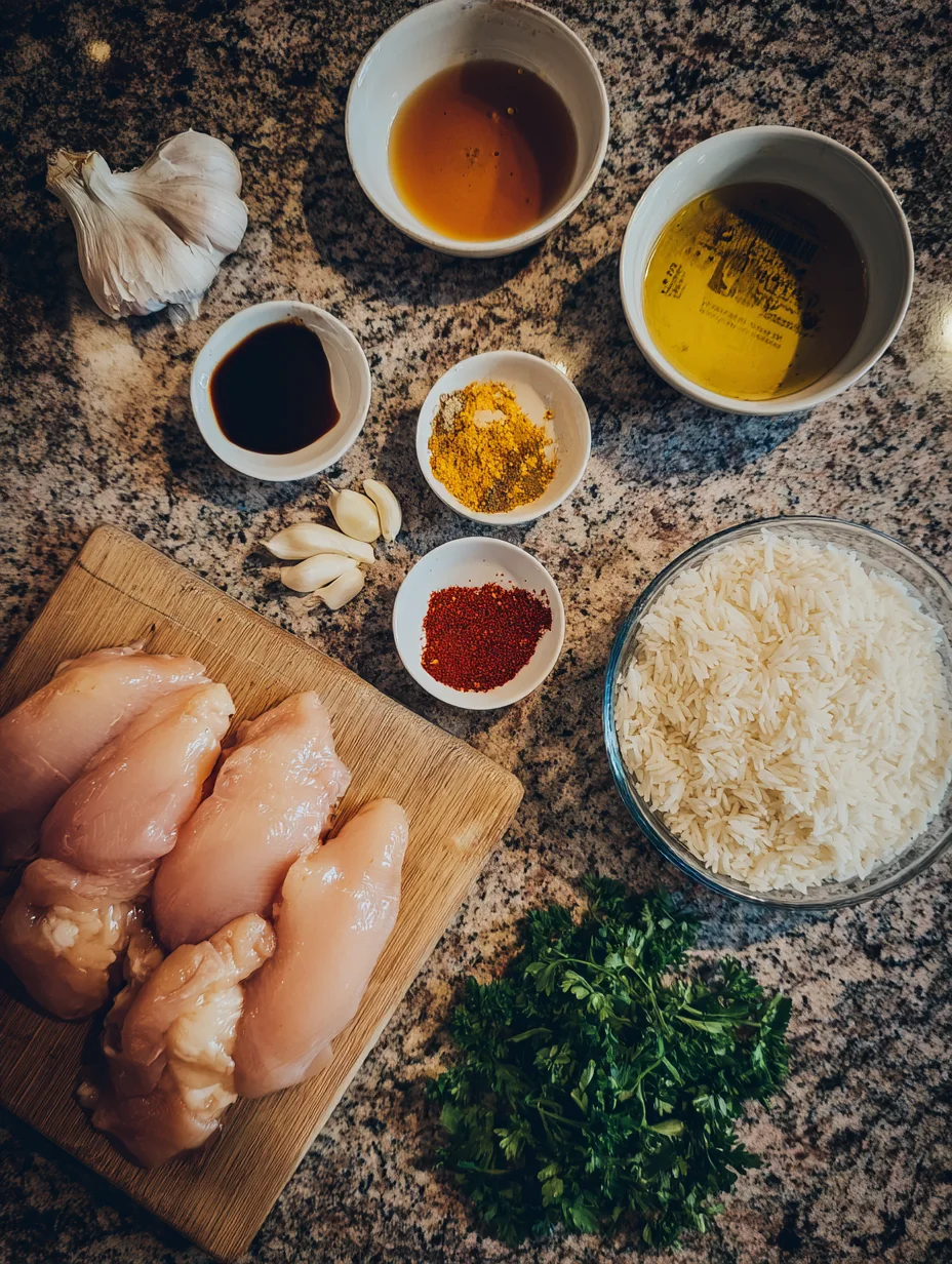 Honig Senf Hähnchen mit Reis