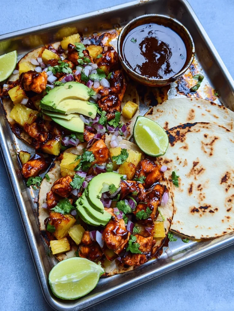 One Pan Chicken & Pineapple Tacos