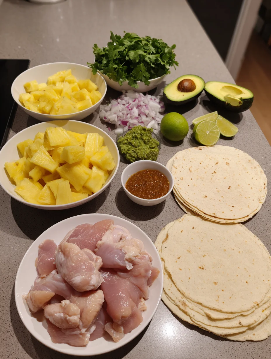 One Pan Chicken & Pineapple Tacos