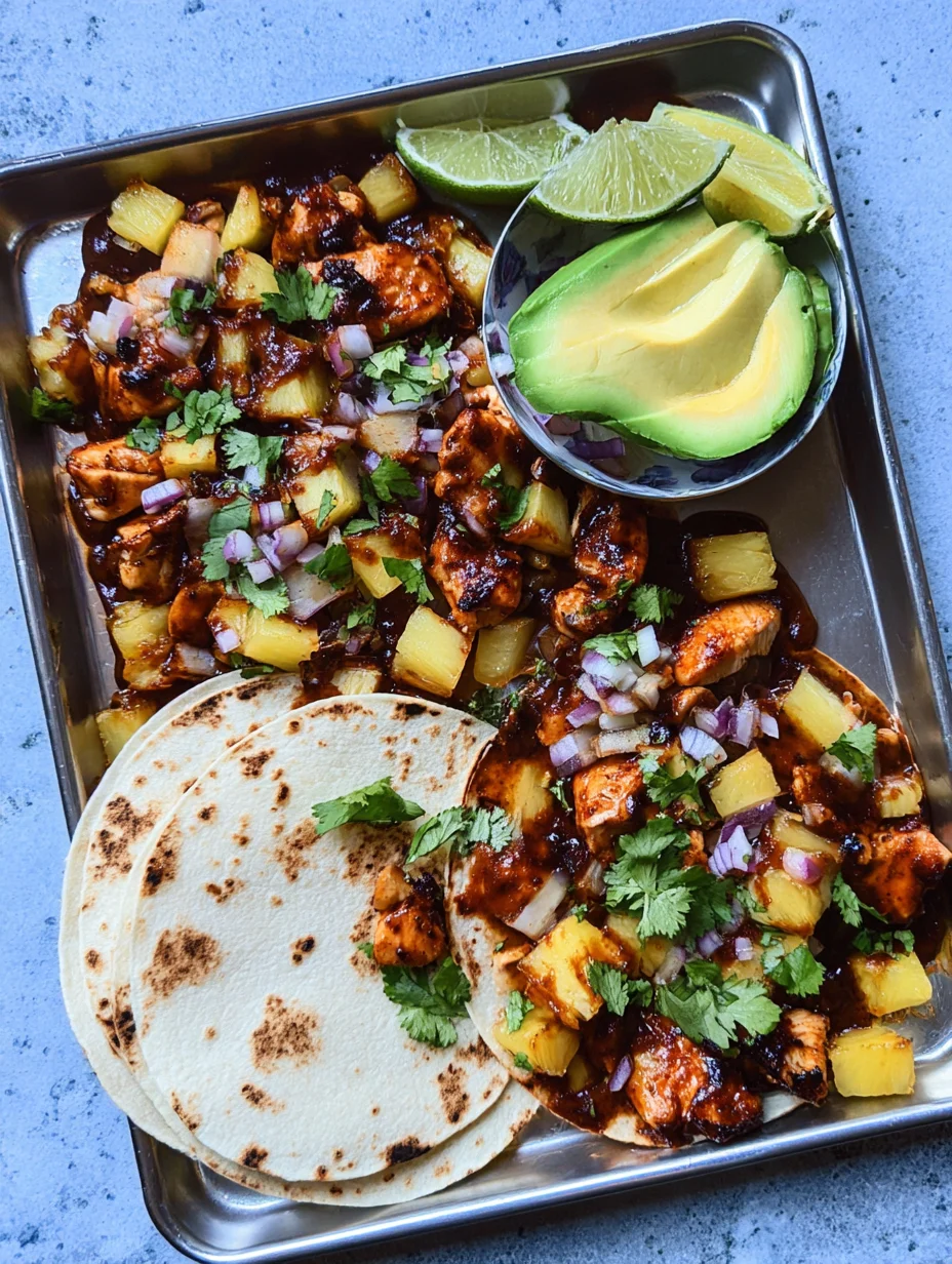 One Pan Chicken & Pineapple Tacos