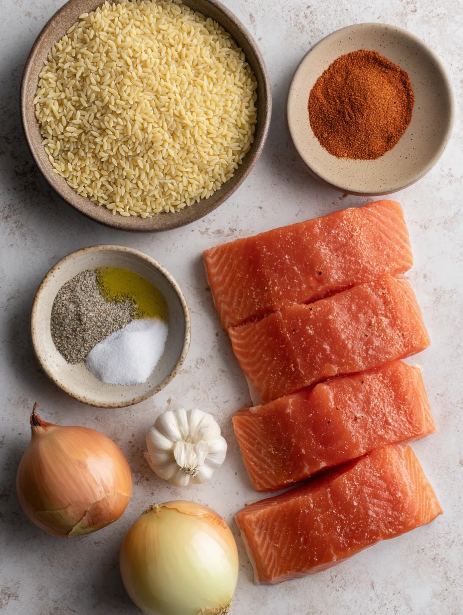 One Skillet Salmon with Lemon Orzo