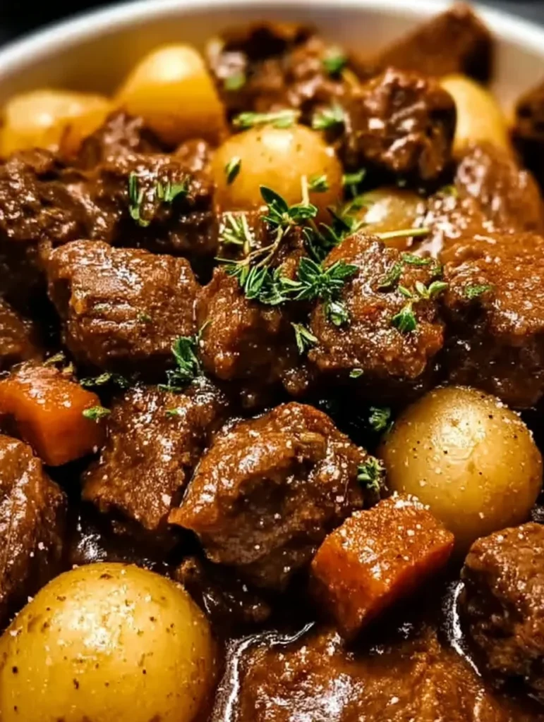 Slow Cooker Garlic Butter Beef Bites & Potatoes