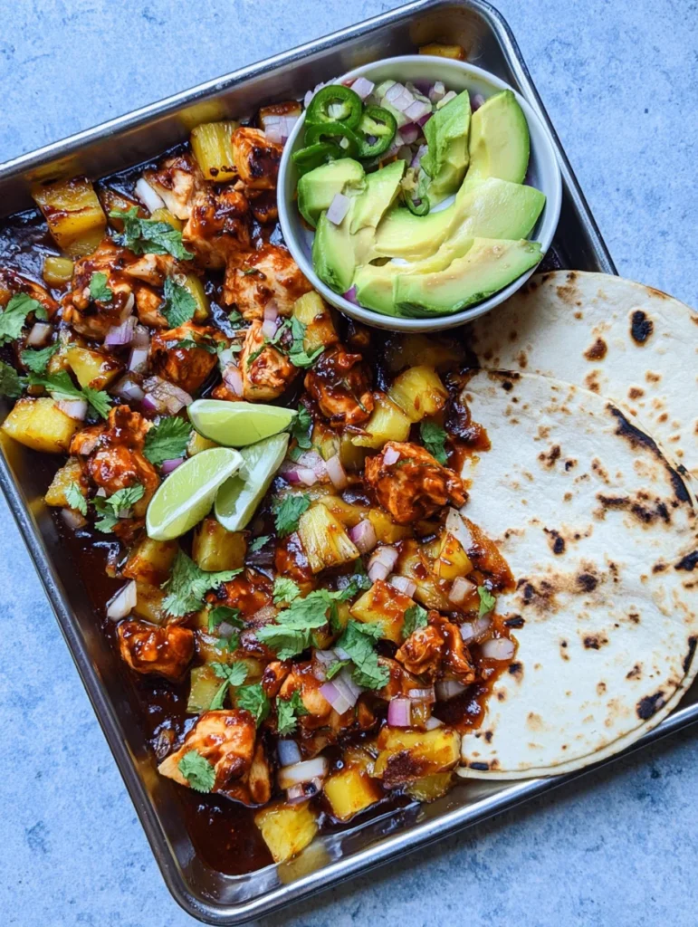 One Pan Chicken & Pineapple Tacos