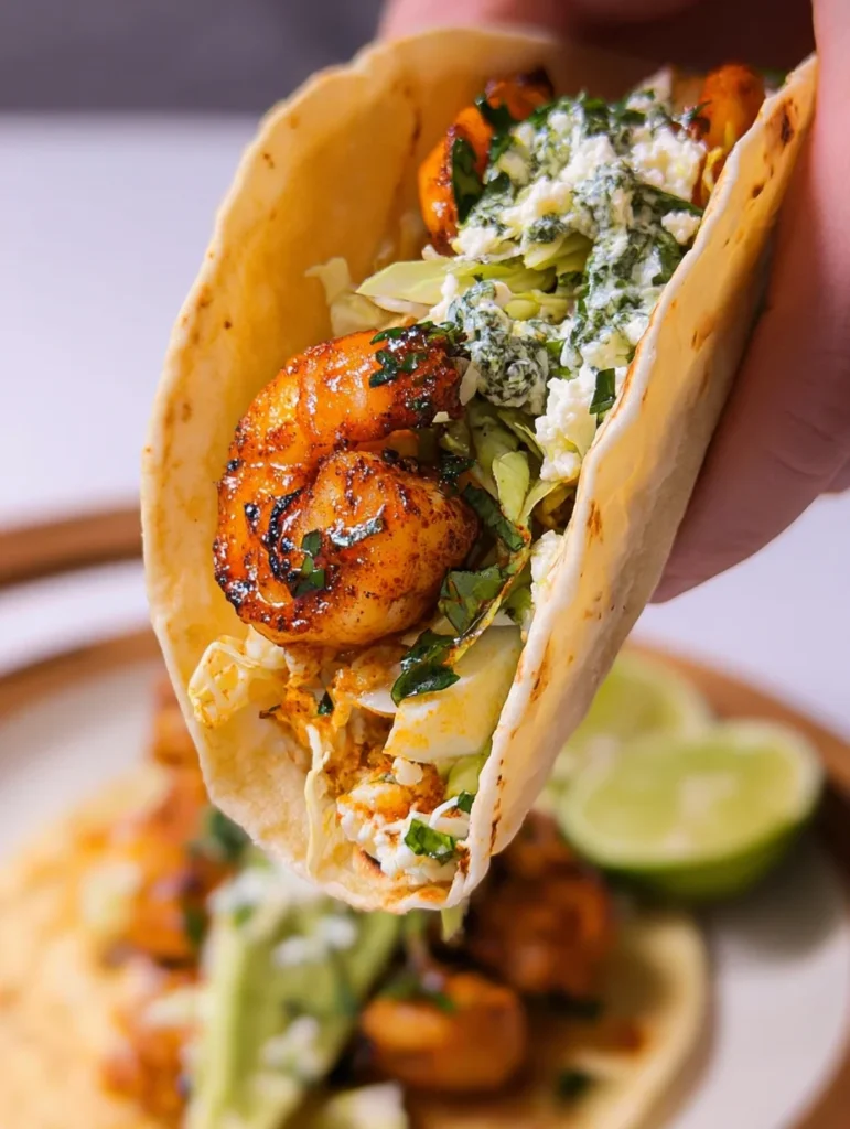 Cilantro Lime Shrimp Tacos with Creamy Slaw