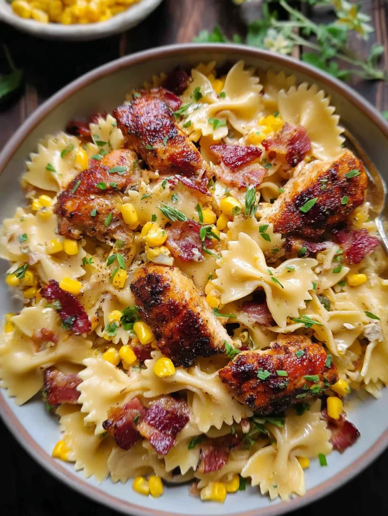 Creamy Chicken and Corn Pasta with Bacon