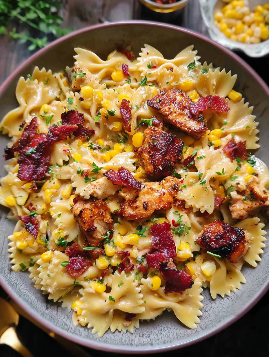 Creamy Chicken and Corn Pasta with Bacon