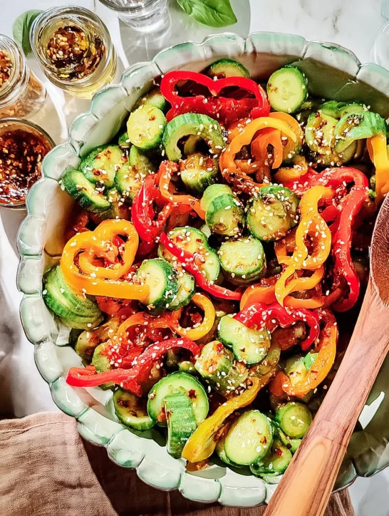 Viral TikTok Cucumber & Bell Pepper Salad