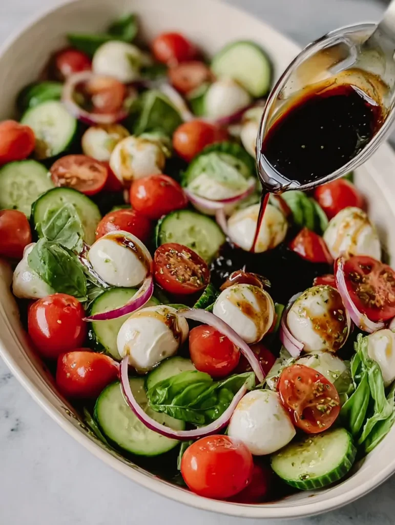 Fresh Cucumber Caprese Salad