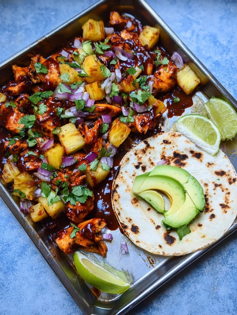 One Pan Chicken & Pineapple Tacos