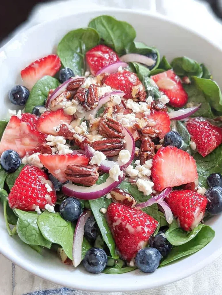 Spinach Strawberry Salad with Feta Cheese