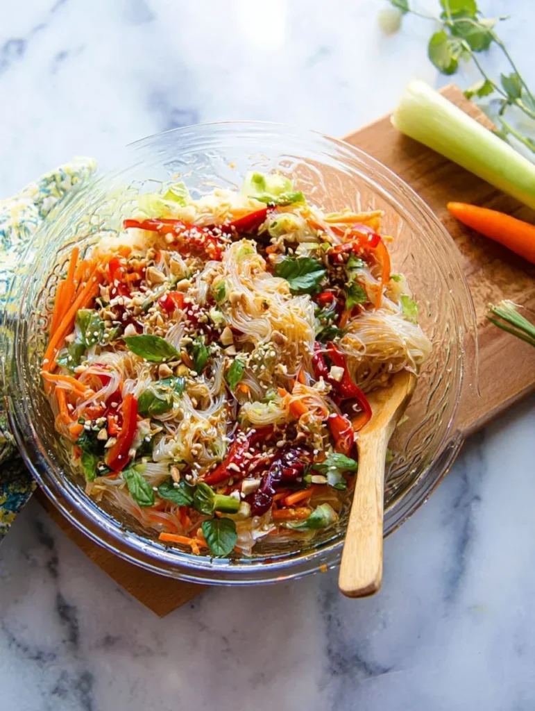 Spring Roll Salad with Spicy Ginger Dressing