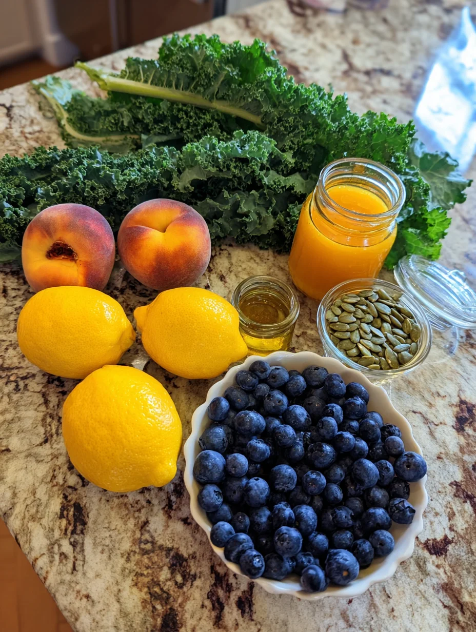 Summer Peach Blueberry Kale Salad