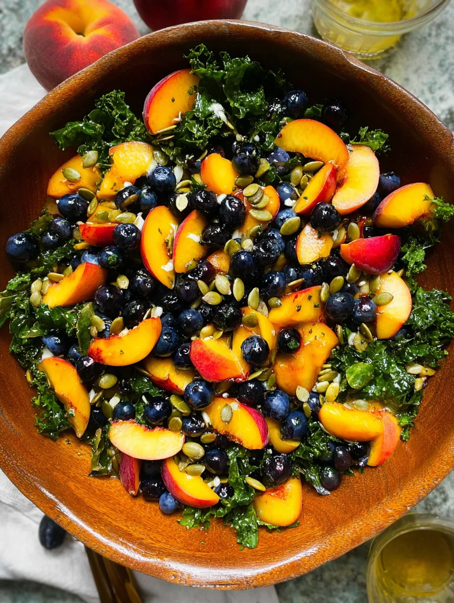 Summer Peach Blueberry Kale Salad