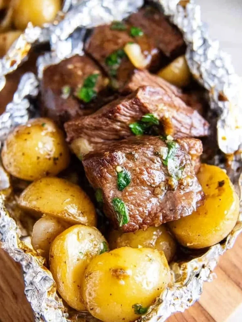 Garlic Butter Steak and Potato Foil Packets