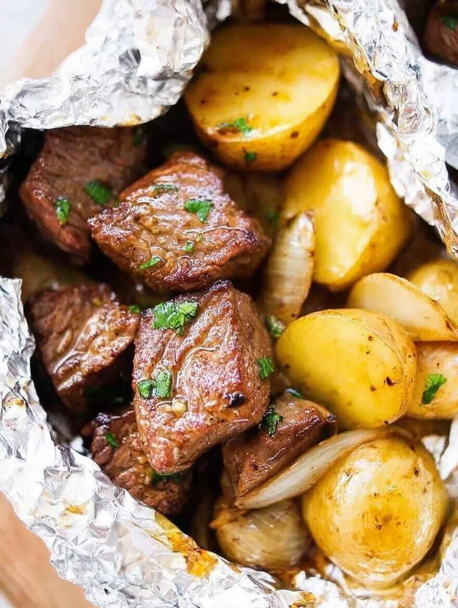 Garlic Butter Steak and Potato Foil Packets